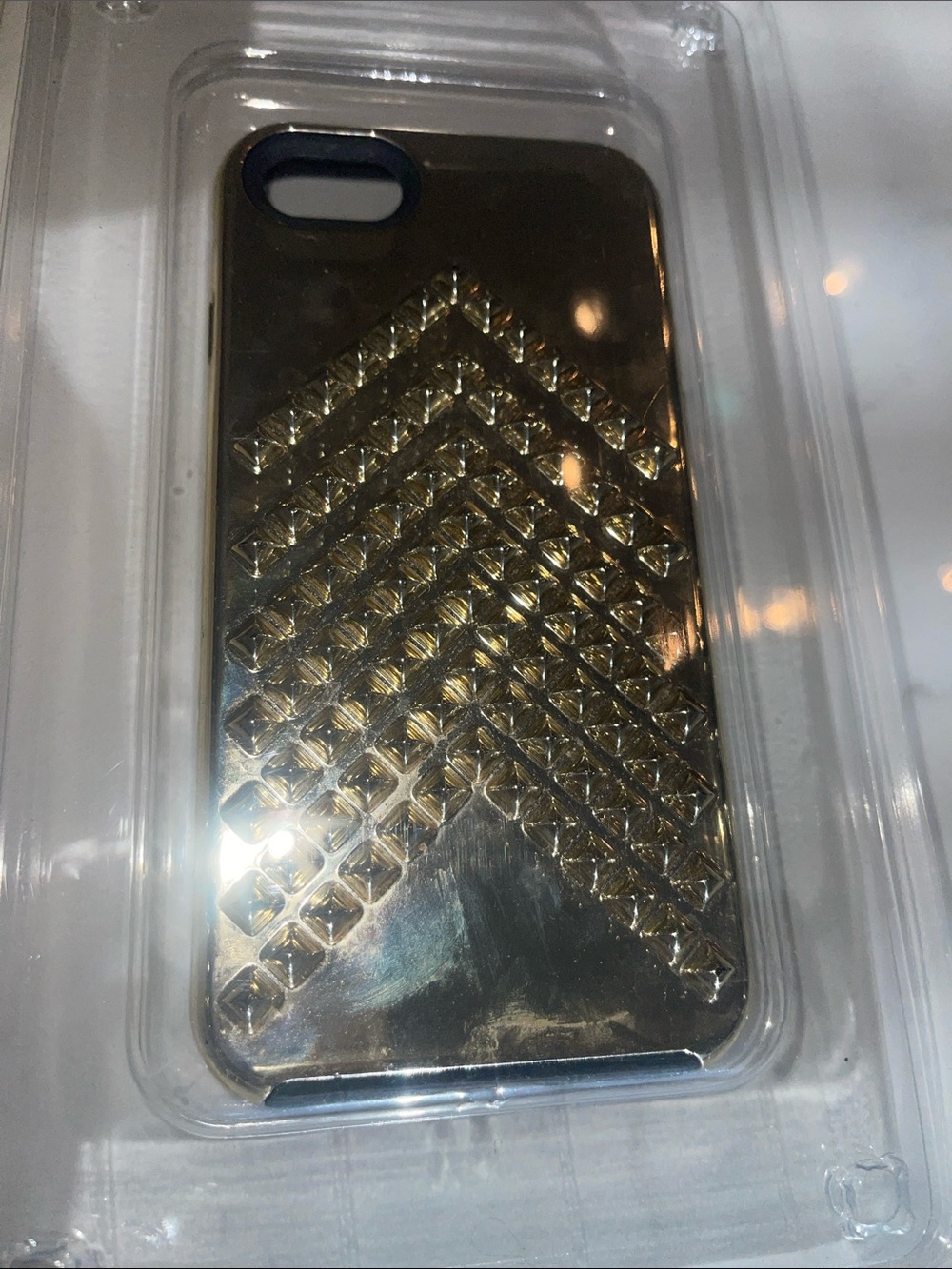 Nanette Lepore Metallic Gold Quilted Stud Slide Case iPhone XR